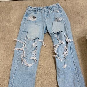 American Eagle Light Wash Distressed High-Rise Jeans